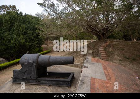 Kanone des ewigen Goldenen Schlosses in Tainan City, Taiwan Stockfoto