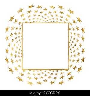 Goldener quadratischer Rahmen mit Stern für die Gestaltung von Karte oder Einladung . Abstrakter Vektorhintergrund Stock Vektor
