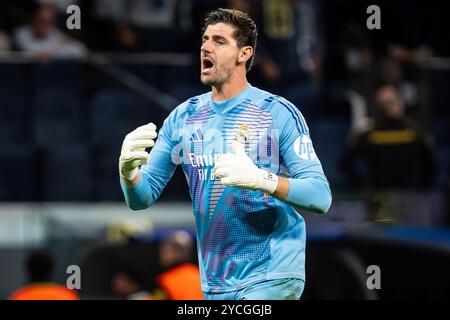 Madrid, Espagne. Oktober 2024. Thibaut COURTOIS von Real Madrid während des Fußballspiels der UEFA Champions League, League Phase MD3 zwischen Real Madrid und Borussia Dortmund am 22. Oktober 2024 im Santiago Bernabeu Stadion in Madrid, Spanien - Foto Matthieu Mirville/DPPI Credit: DPPI Media/Alamy Live News Stockfoto