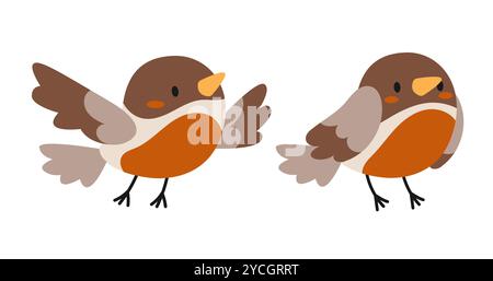 Bullfinch. Wintervogel. Flaches Vintage-Design. Illustration mit Wintervogel im Cartoon-Stil. Stock Vektor