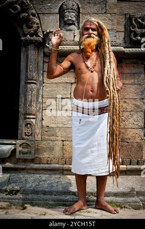 Heiliger Sadhu-Mann Pashupatinath-Tempel. Nepal Stockfoto