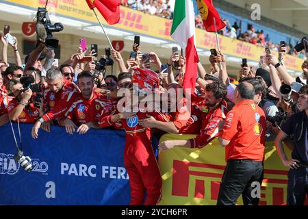 Austin, USA. Oktober 2024. Charles Leclerc aus Monaco fuhr den (16) Ferrari SF-24 Ferrari während des Grand Prix 2024 von Pirelli der Vereinigten Staaten. Quelle: Alessio Morgese/Alessio Morgese/Emage/Alamy Live News Stockfoto