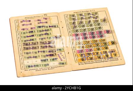 DDR - UM 1948: Gewerkschaftskarte der ehemaligen DDR, um 1948 Stockfoto