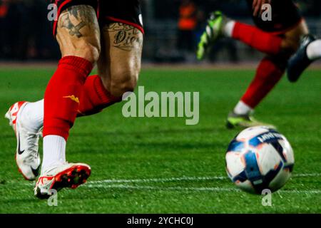 Tunis, Tunesien. 16. März 2024. Der brasilianische Spieler Rodrigo Rodriguez von Esperance Sportive Tunis (EST) gegen Club Africain (CA) im Rades-Stadion in Tunis, Tunesien. Das Spiel ist Teil der Tunesischen Meisterschaft Stockfoto