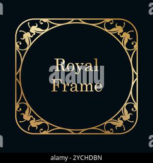 Goldene Rahmen für Hochzeitseinladungen. Goldene Rahmen mit Glanzeffekt im Art déco-Stil. Dünnes, ovales und rechteckiges Set zur Dekoration von Einladungen. Stock Vektor