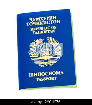 Tadschikistan-Pässe auf weißem Hintergrund Stockfoto