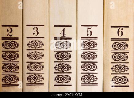 Bücher stehen in einer Reihe Stockfoto