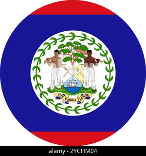 Belize Circle Flag, Circle Flag of Belize, Vektorbilder Stock Vektor