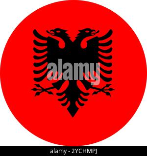 Albanien Kreisflagge, Kreisflagge Albaniens, Vektorbilder Stock Vektor