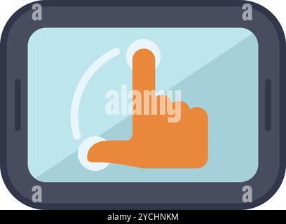 Die Hand verwendet zwei Finger, um den Bildschirm eines mobilen Geräts zu vergrößern Stock Vektor