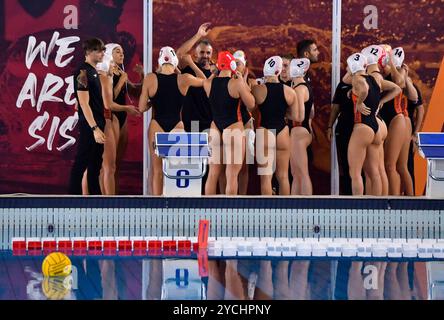 Rom, Italien, 23.10.2024, SIS Roma Team - SIS Roma vs Brizz Nuoto - Tag 2 Wasserpolo italienische Frauen Meisterschaft Serie A1 am 23. Oktober 2024 im Polo Natatorio Ostia in Rom, Italien Stockfoto