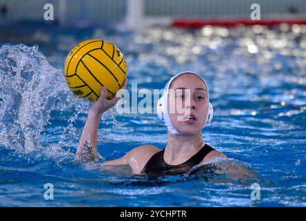 Rom, Italien, 23.10.2024, SIS Roma vs Brizz Nuoto - Tag 2 Wasserpolo italienische Frauen-Meisterschaft Serie A1 am 23. Oktober 2024 im Polo Natatorio Ostia in Rom, Italien Stockfoto