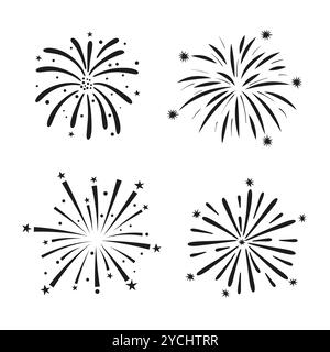Handgezeichnetes Feuerwerk. Illustration des Kritzelvektors Stock Vektor