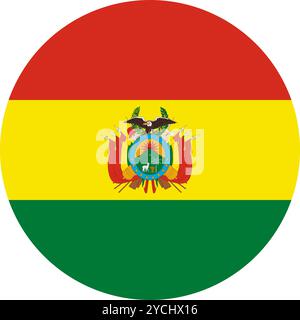 Bolivien Kreisflagge, Kreisflagge Boliviens, Vektorbilder Stock Vektor