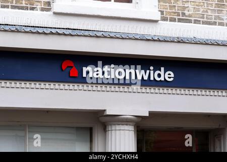 Nationwide Building Society Bankunterschrift in Saffron Walden, Essex, Großbritannien. Stockfoto