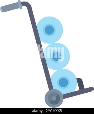 Diese Vektor-Illustration zeigt einen Handwagen mit Wasserflaschen, perfekt für Projekte im Zusammenhang mit Lieferdiensten, Hydration oder Wasserversorgung Stock Vektor