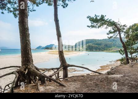 Smaragd-Wasser des Cies Inseln Naturparks, Galicien, Spanien Stockfoto