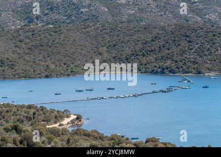 Luftaufnahme des Capo Malfatano Inlet, Teulada, Sardinien, Italien Stockfoto