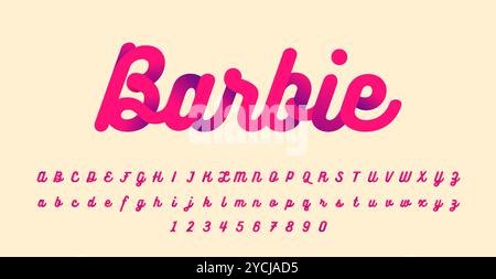 Die Schriftart Barbie Girly Line bietet verspielte, geschwungene und elegante Schriftformen mit weichen, femininen Akzenten, perfekt für schicke Designs und Jugendliche Stock Vektor