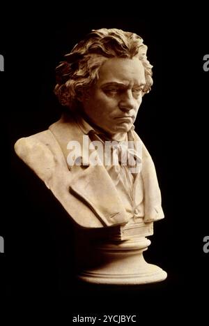 Beethoven-Büstenstatue - Eine Büste von Hugo Hagen basierend auf Beethovens Lebensmaske. Foto von 1898 Stockfoto