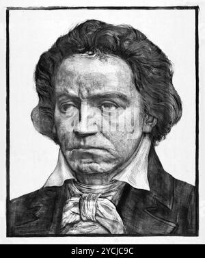 Porträt von Ludwig van Beethoven - von Antoon Derkinderen, 1902 graue Fassung Stockfoto