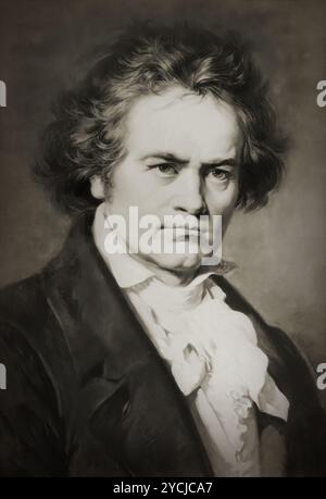 Porträt von Ludwig van Beethoven, Büste, voll - Gemälde von Carl Jaeger (1833–1887) digital aufgewertet Stockfoto