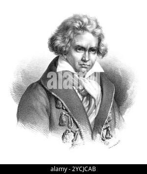 Porträt von Ludwig van Beethoven, Druck um 1820 Stockfoto