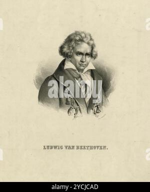 Porträt von Ludwig van Beethoven, Druck um 1820 Stockfoto