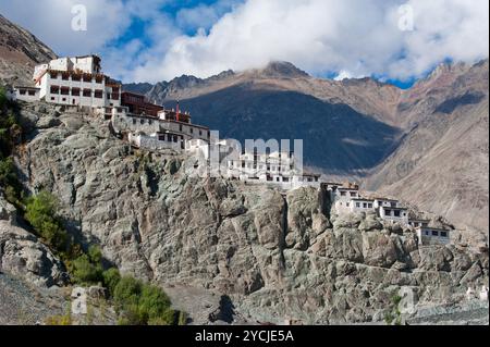 Buddhistische Erbe, Diskit Klosterkirche am Himalaya Hochland. Indien, Ladakh, Diskit Gompa Stockfoto