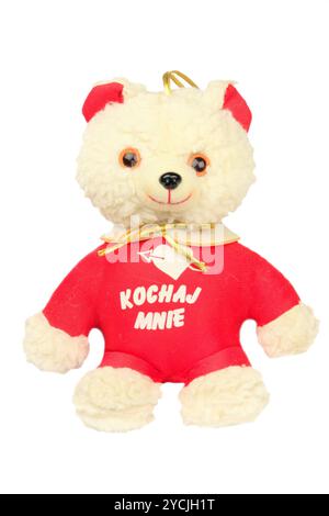 Weicher Spielzeugbär mit Herz Stockfoto