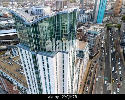 Luftbild über Suffolk Street Queens Way in Birmingham, Großbritannien Stockfoto