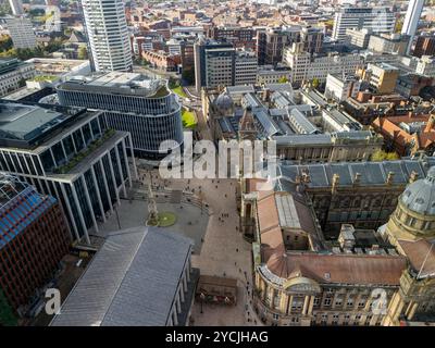 Luftbild des Chamberlain Square in Birmingham UK Stockfoto