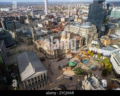 Luftbild des Chamberlain Square in Birmingham UK Stockfoto