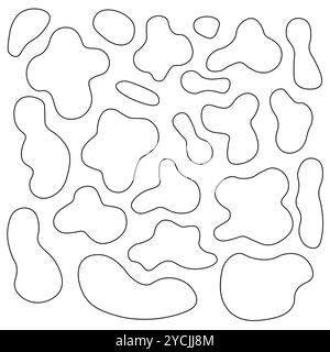 Illustration verschiedener organischer, abstrakter, klobenartiger Formen, die zufällig verstreut sind. Stock Vektor