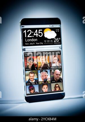Smartphone mit einem transparenten Display. Stockfoto