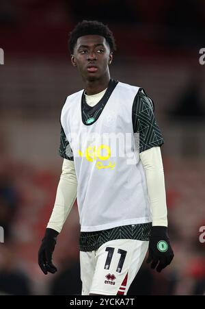 Middlesbrough, Großbritannien. Oktober 2024. Jesurun Rak-Sakyi von Sheffield United während des Sky Bet Championship Matches im Riverside Stadium, Middlesbrough. Der Bildnachweis sollte lauten: Simon Bellis/Sportimage Credit: Sportimage Ltd/Alamy Live News Stockfoto