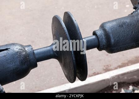 Nahaufnahme von einem Zug Auto Koppler gemeinsame Stockfoto