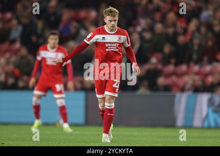 Middlesbrough, Großbritannien. Oktober 2024. Tommy Conway von Middlesbrough gibt seinem Team Anweisungen während des Sky Bet Championship Matches Middlesbrough gegen Sheffield United im Riverside Stadium, Middlesbrough, Großbritannien, 23. Oktober 2024 (Foto: Alfie Cosgrove/News Images) in Middlesbrough, Großbritannien, am 23. Oktober 2024. (Foto: Alfie Cosgrove/News Images/SIPA USA) Credit: SIPA USA/Alamy Live News Stockfoto