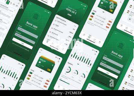 Dashboard der Bank-App. Mobile Banking und Financial Management UI Design. Stock Vektor