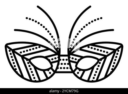 Maske mit schwarzen Linien, Vektorillustration, bearbeitbarer Kontur Stock Vektor