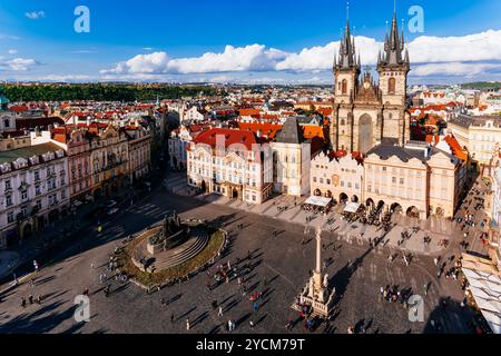 Partielle Luftaufnahme. Altstädter Ring, Prag, Tschechische Republik, Europa Stockfoto