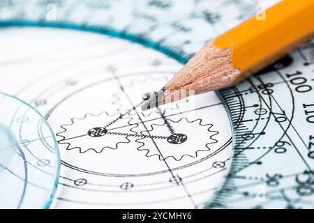 Zeichendetails und Bleistift Stockfoto