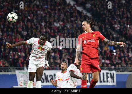 Leipzig, Deutschland. Oktober 2024. Darwin Nunez (Liverpool FC, #9) GER, RB Leipzig gegen Liverpool FC, Fußball, UEFA Champions League, Saison 2024/2025, 3. SPIELTAG, 23.10.2024 (DFL-VORSCHRIFTEN VERBIETEN DIE VERWENDUNG VON FOTOS ALS BILDSEQUENZEN UND/ODER QUASI-VIDEO.) Foto: Eibner-Pressefoto/Ryan Sleiman Credit: dpa/Alamy Live News Stockfoto