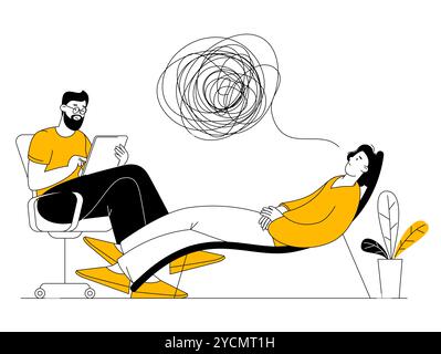 Psychotherapiesitzung oder Beratung. Stock Vektor
