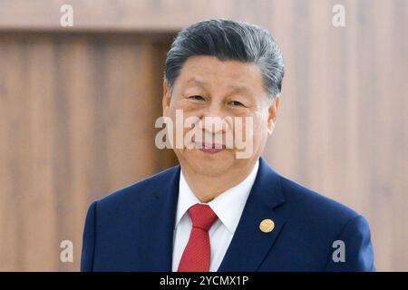 Kasan, Russland. Oktober 2024. Der chinesische Präsident Xi Jinping trifft am zweiten Tag des 16. BRICS-Gipfels im Kasaner Kreml am 23. Oktober 2024 in Kasan, Tatarstan, Russland ein. Quelle: Maksim Bogodvid/Brics-Russia2024.Ru/Alamy Live News Stockfoto