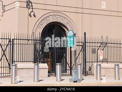 Die United States Mint, wo jedes Jahr Milliarden von Münzen produziert werden, Denver, Colorado. Stockfoto