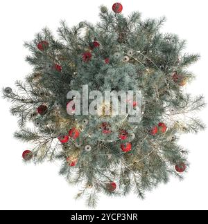 Blick von oben auf den dekorierten Weihnachtsbaum Stockfoto