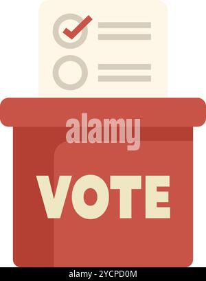 Der Wahlzettel wird in eine Wahlbox gelegt, bereit zum Auszählen Stock Vektor