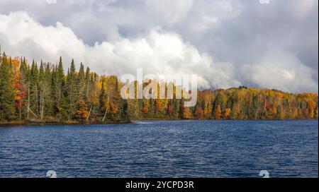 Day Lake an einem Herbstmorgen im Norden von Wisconsin. Stockfoto