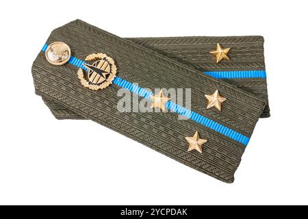 Schultergurte der russischen Armee auf weißem Hintergrund Stockfoto